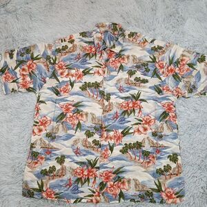 Paradise Collection Mens Shirt XXL Button‎ Up Hawaiian Tropical Floral 2XL